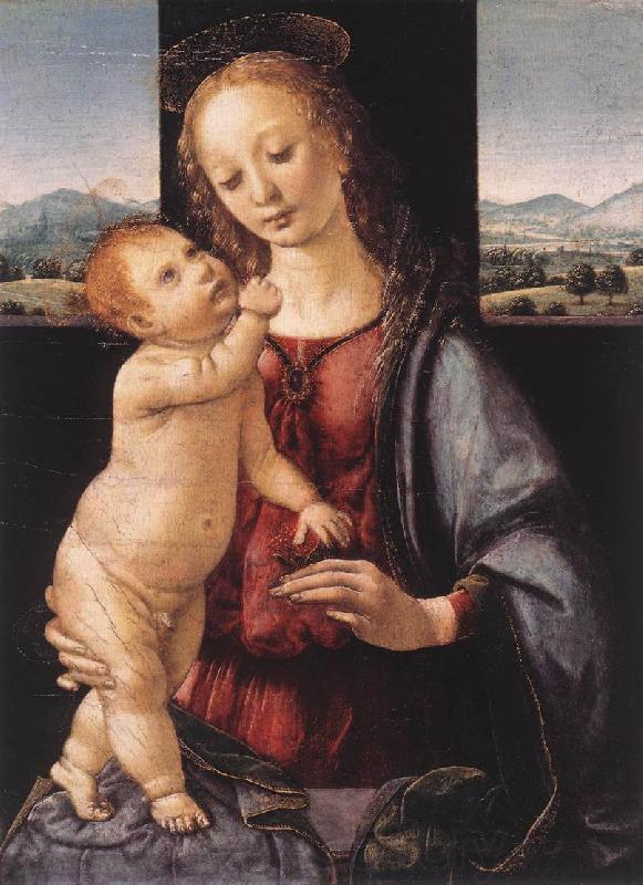 LEONARDO da Vinci Annunciation (detail) st Spain oil painting art